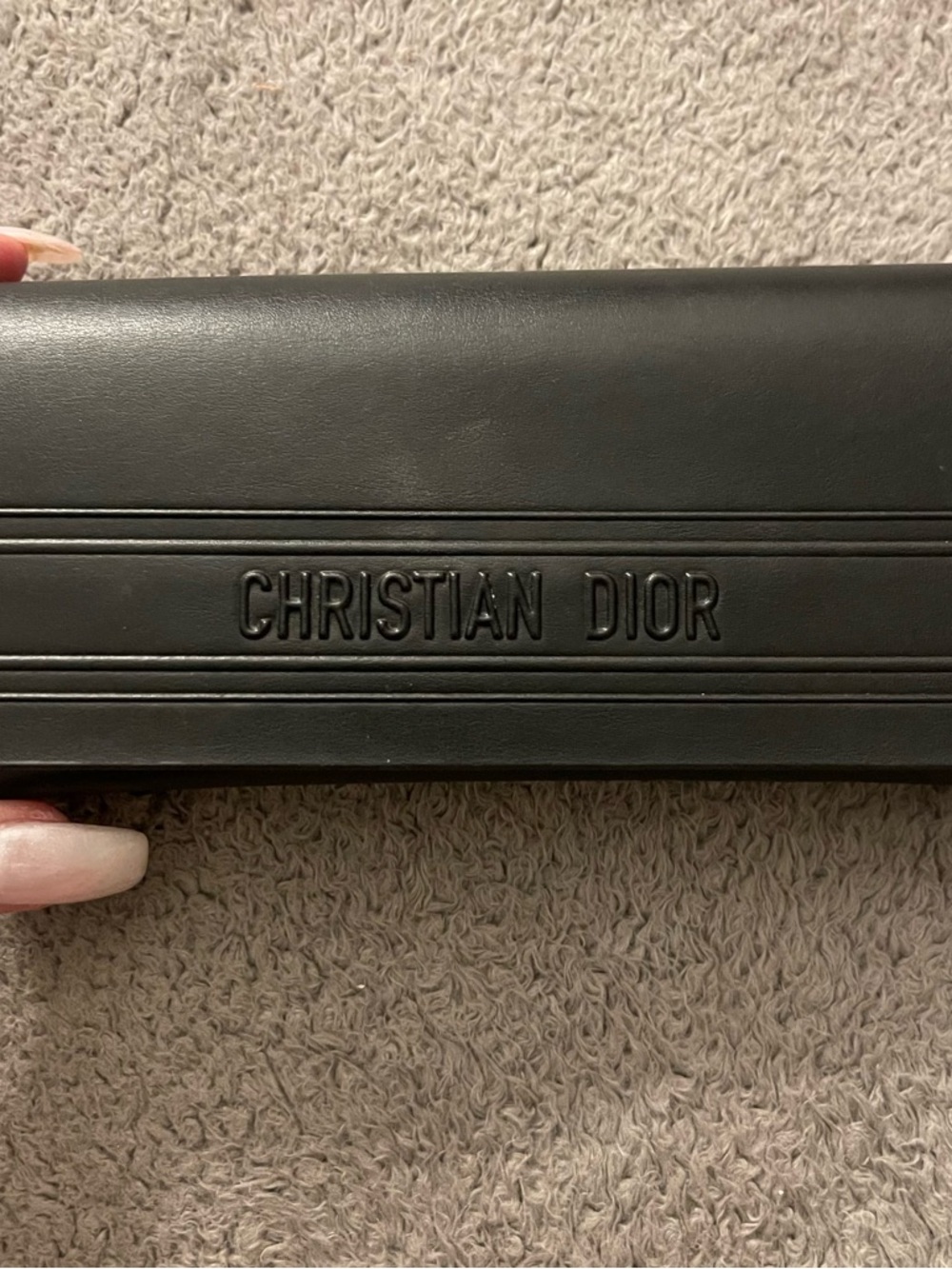 Dior Black Men's Sunglasses Case with Embossed CHRISTIAN DIOR